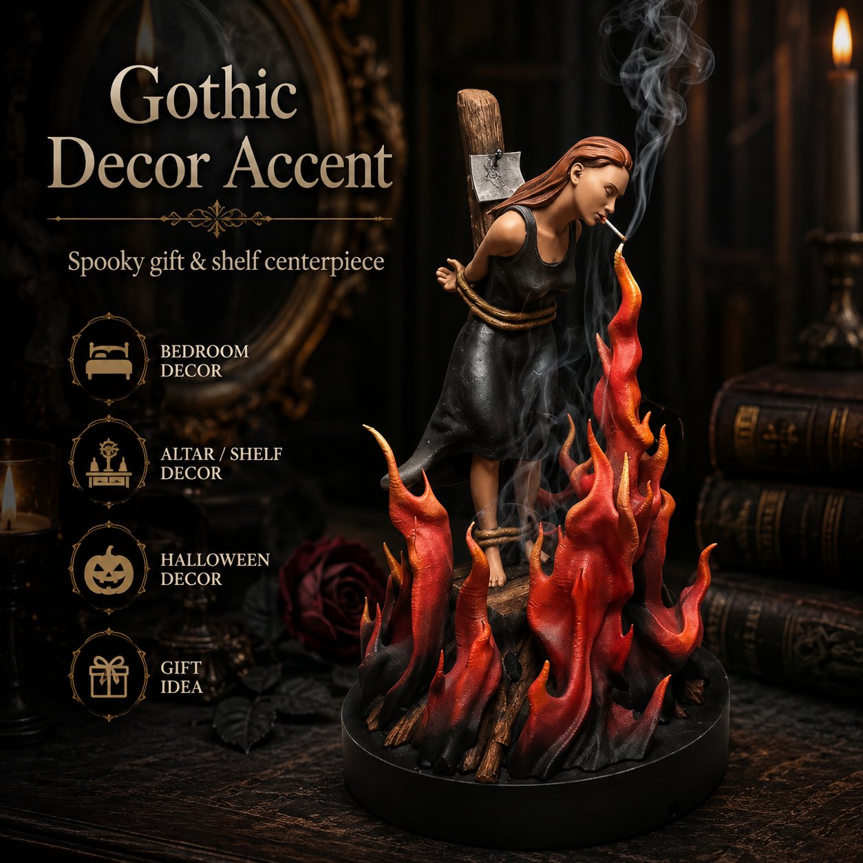 🔥LAST DAY 50% OFF - 🧙♀️Witch Burn Sculpture Backflow Incense Burner | Gothic Art Incense Holder