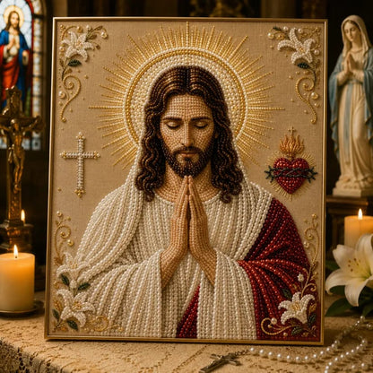 🙏 Divine Pearl Bead Virgin Mary Icon – A Peaceful DIY Faith Art Gift ✨