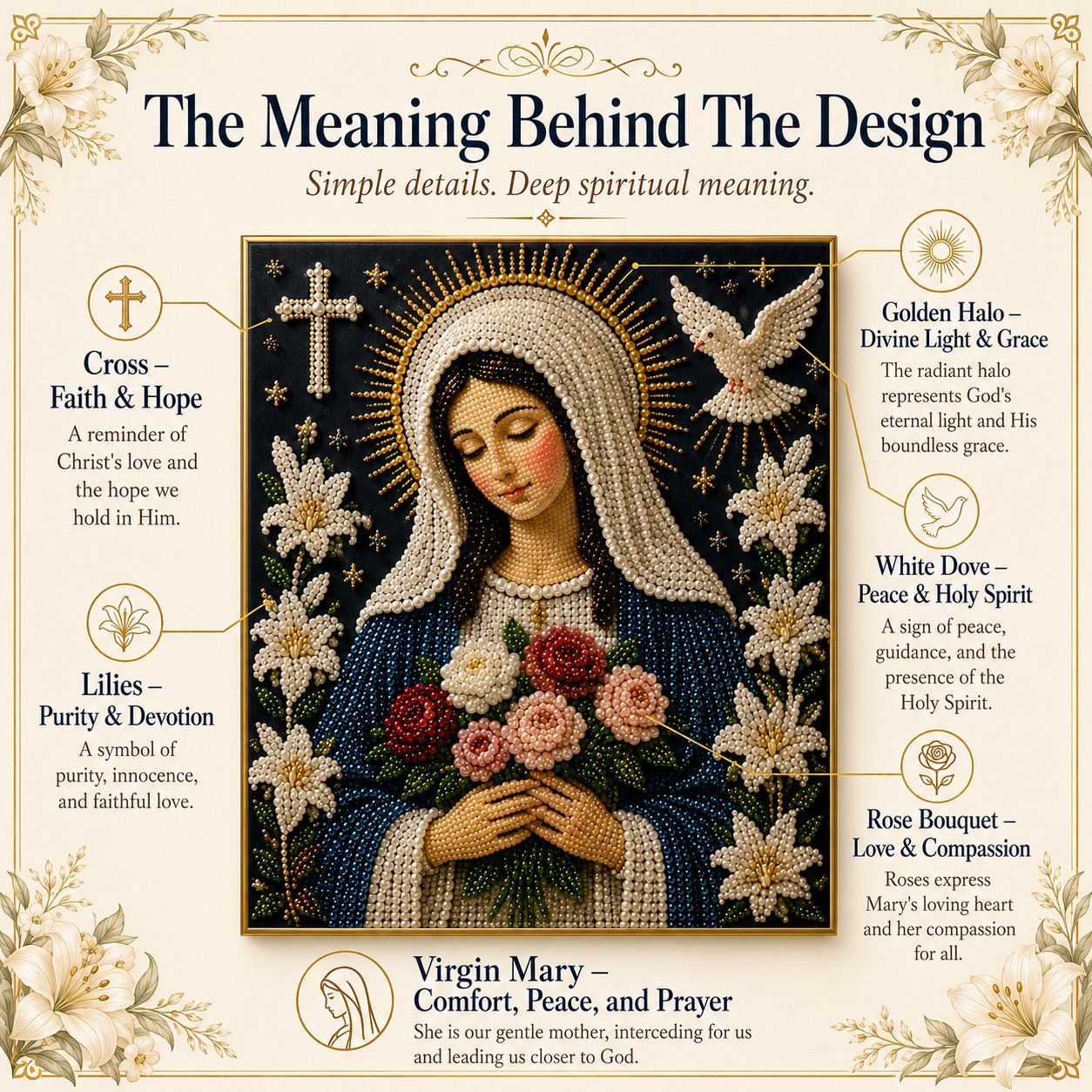 🙏 Divine Pearl Bead Virgin Mary Icon – A Peaceful DIY Faith Art Gift ✨