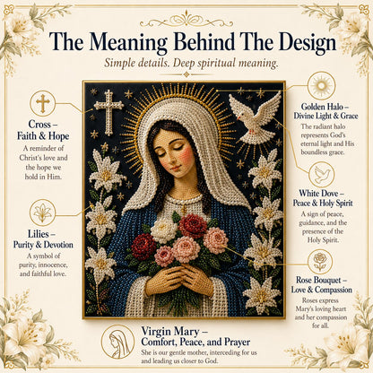 🙏 Divine Pearl Bead Virgin Mary Icon – A Peaceful DIY Faith Art Gift ✨