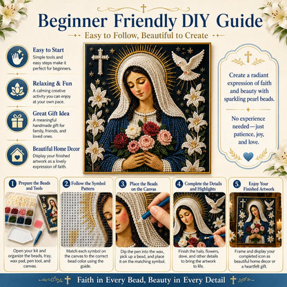 🙏 Divine Pearl Bead Virgin Mary Icon – A Peaceful DIY Faith Art Gift ✨