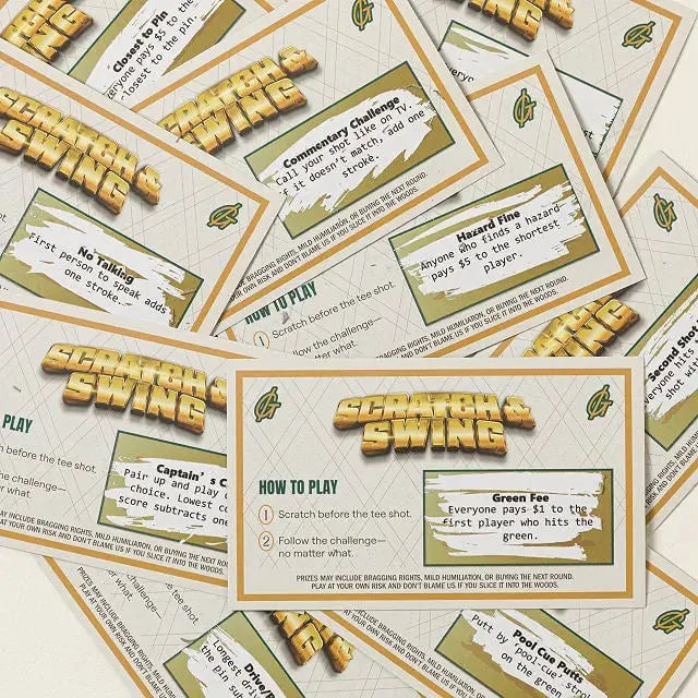 🏌🎁 Gamblin' Golf Scratch & SwingTM – Scratch-Off Golf Challenge Card Game | 3 Packs Included (57 Total Cards)