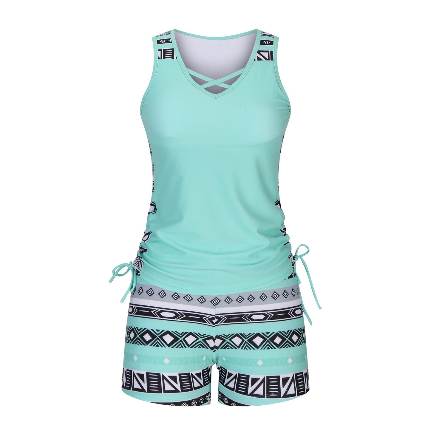 ⏰LAST DAY 60% OFF - Miraclesuit Women's 2-Piece Tummy Control Tankini Set with Built-In Bra – Flattering Boho Swimwear with Shorts🔥 Buy 2 Free Shipping