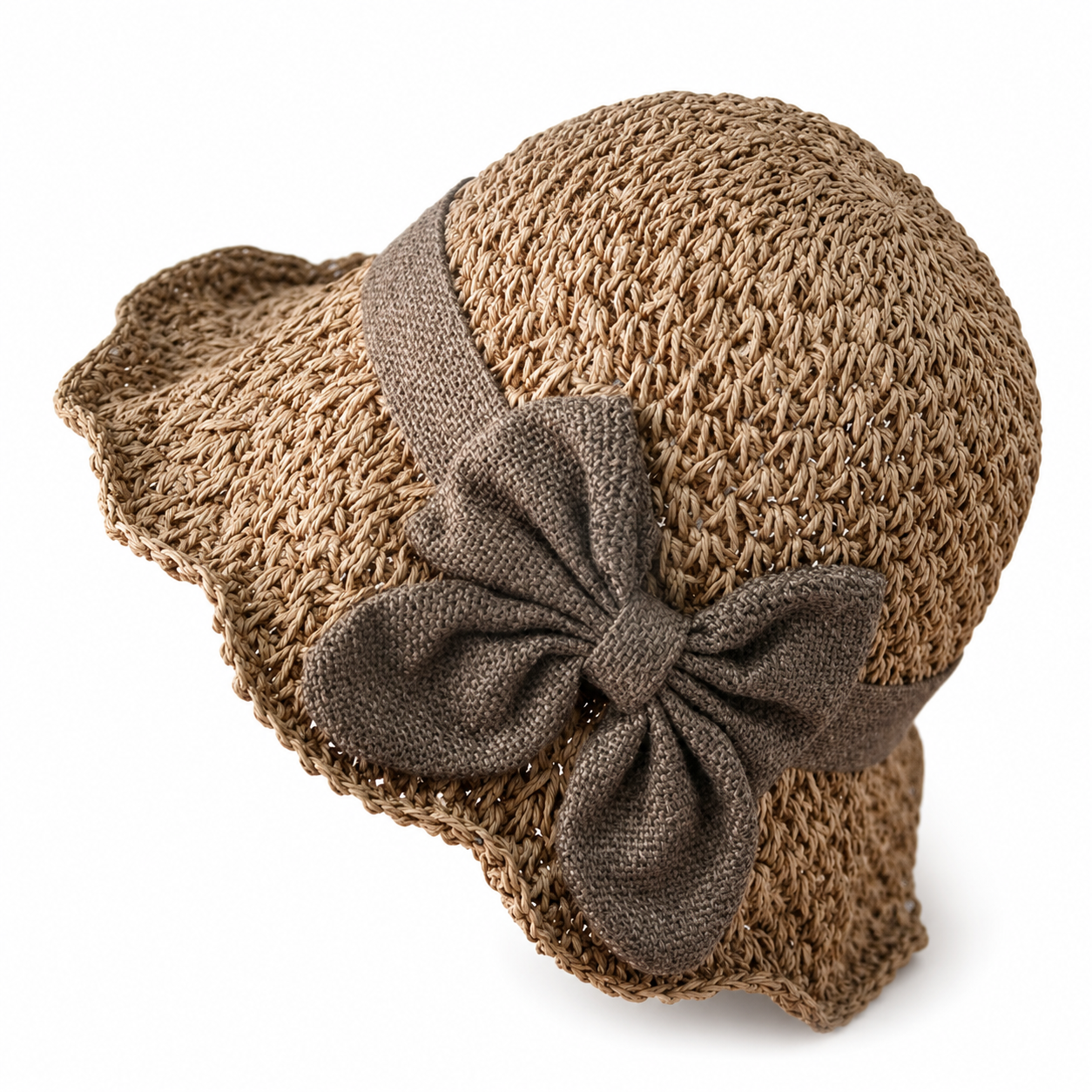Elegant Woven Straw Sun Hat with Bow