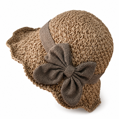 Elegant Woven Straw Sun Hat with Bow