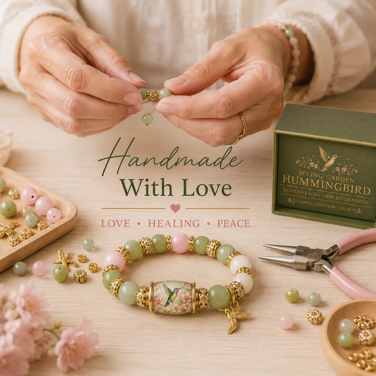 Love, Peace & Spring Blessings 🌿 | 2026 Limited Edition Handmade Bracelet