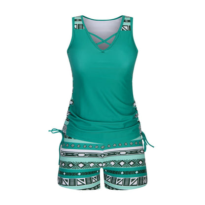 ⏰LAST DAY 60% OFF - Miraclesuit Women's 2-Piece Tummy Control Tankini Set with Built-In Bra – Flattering Boho Swimwear with Shorts🔥 Buy 2 Free Shipping